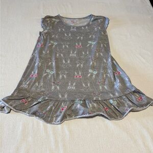 Cat & Jack Gray Night Dress with‎ Bunny Print Size Large